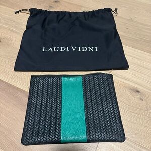 Black and Green Woven Clutch